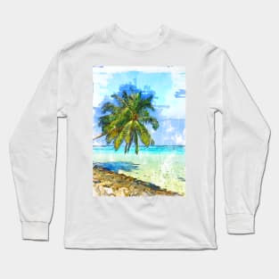 Hot Summer Tropical Scene In Maldives. Long Sleeve T-Shirt